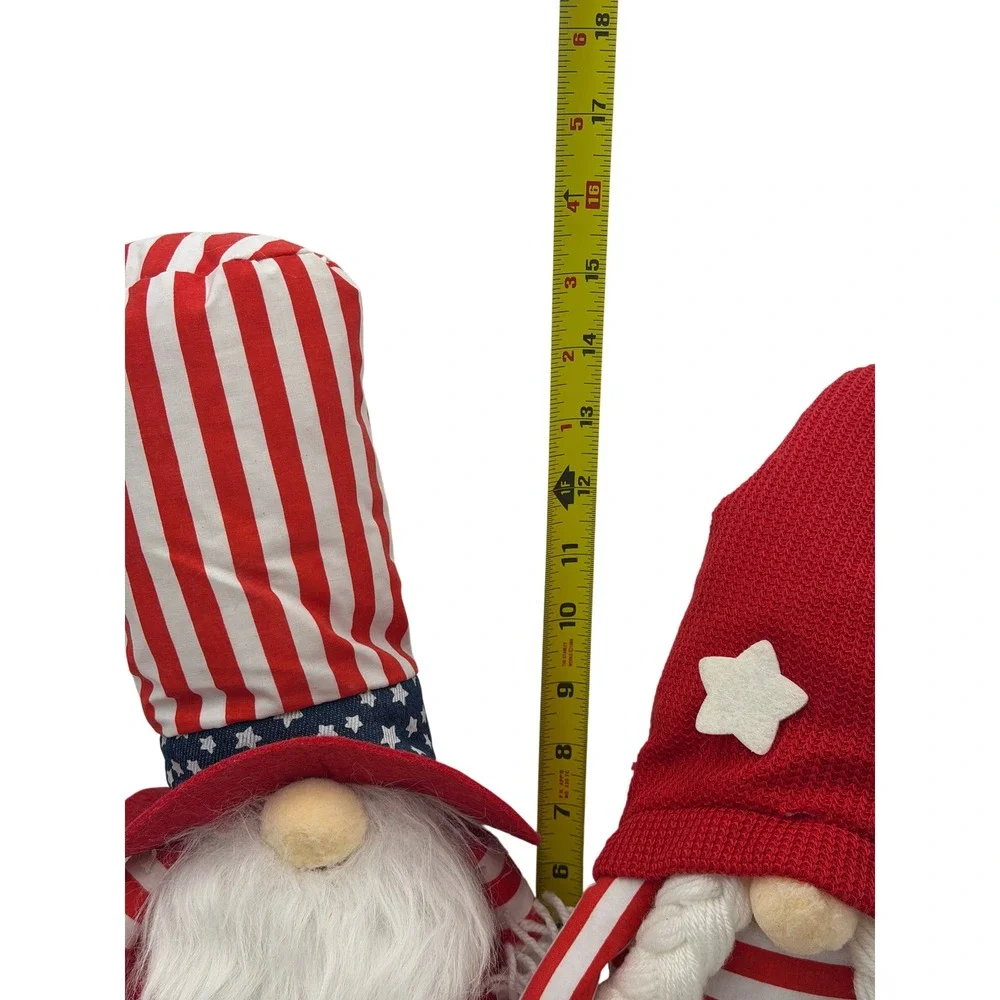 8pc Patriotic Gnome Decor Set 4th of July Americana Plush Wood Metal Big‎ Lots